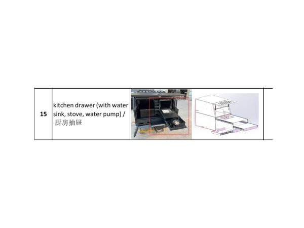 Kitchen Drawer with Sink, Stove & Water Pump